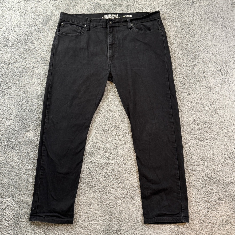 Signature by Levi Strauss & Co S37 Slim Fit Jeans 40x30 Black Mens Stretch Denim